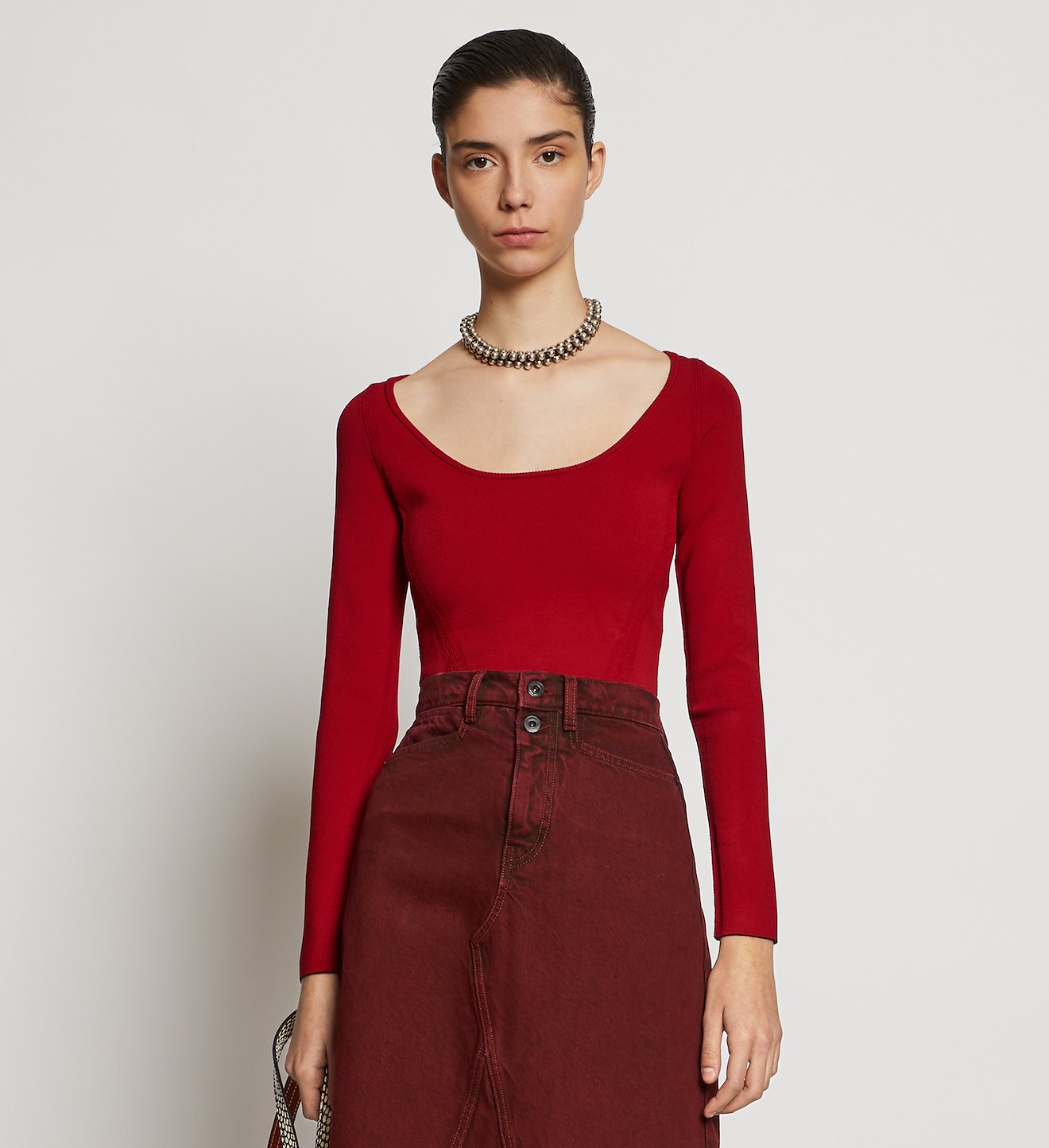 Compact Knit Scoop Neck Top