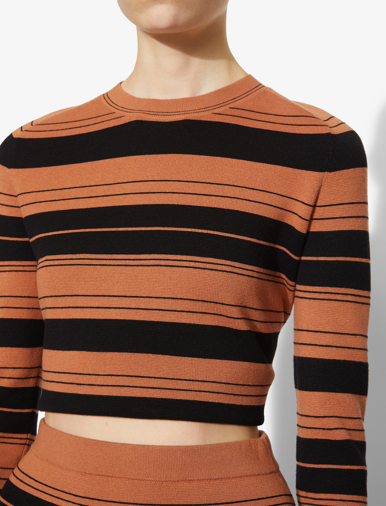 Compact Stripe Cropped Crewneck Pullover #3