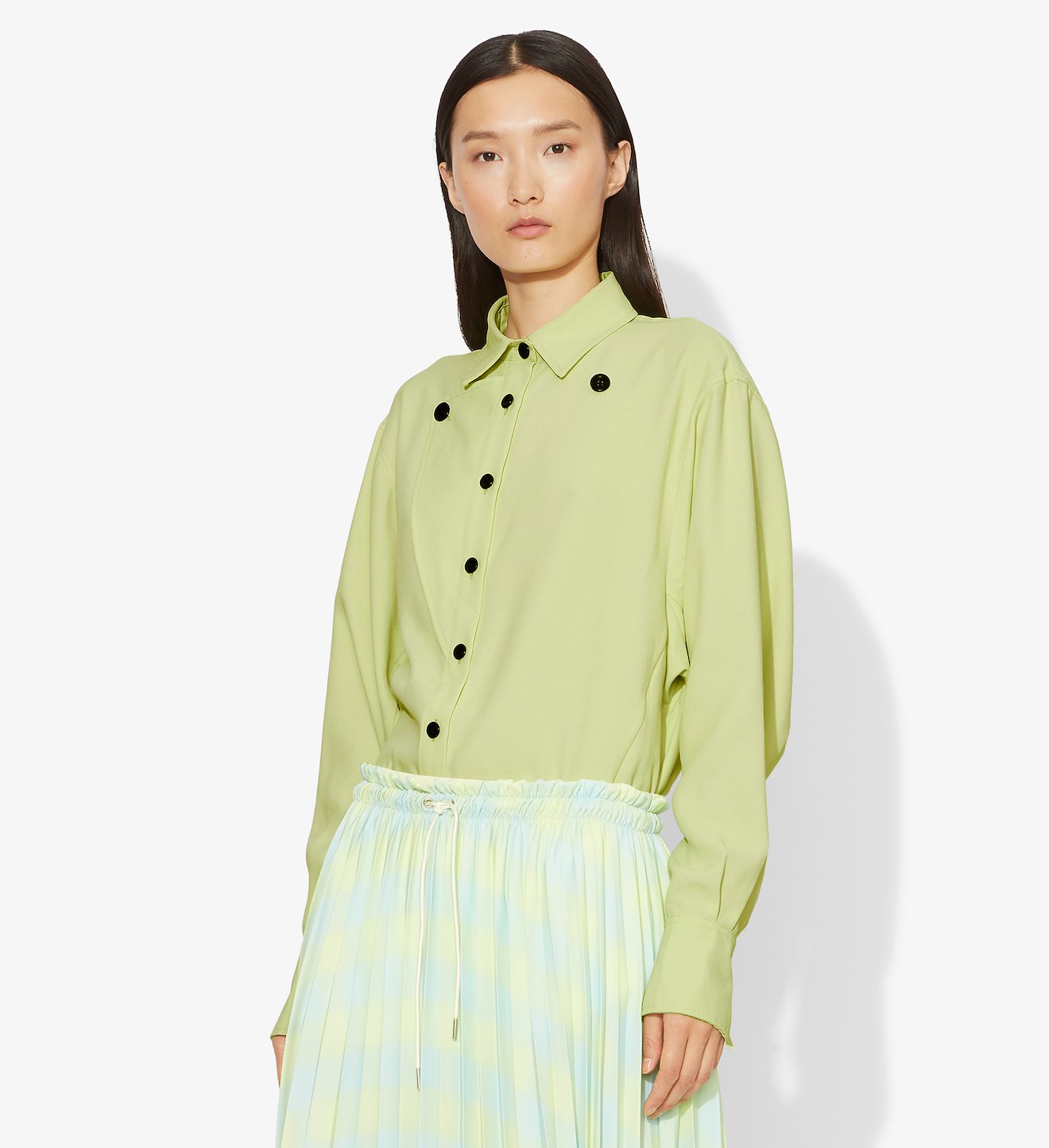 Contrast Button Long Sleeve Button Down Shirt