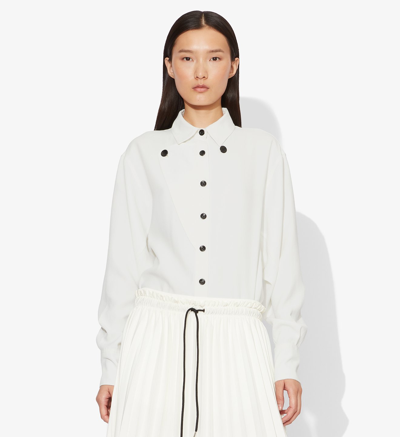 Contrast Button Long Sleeve Shirt