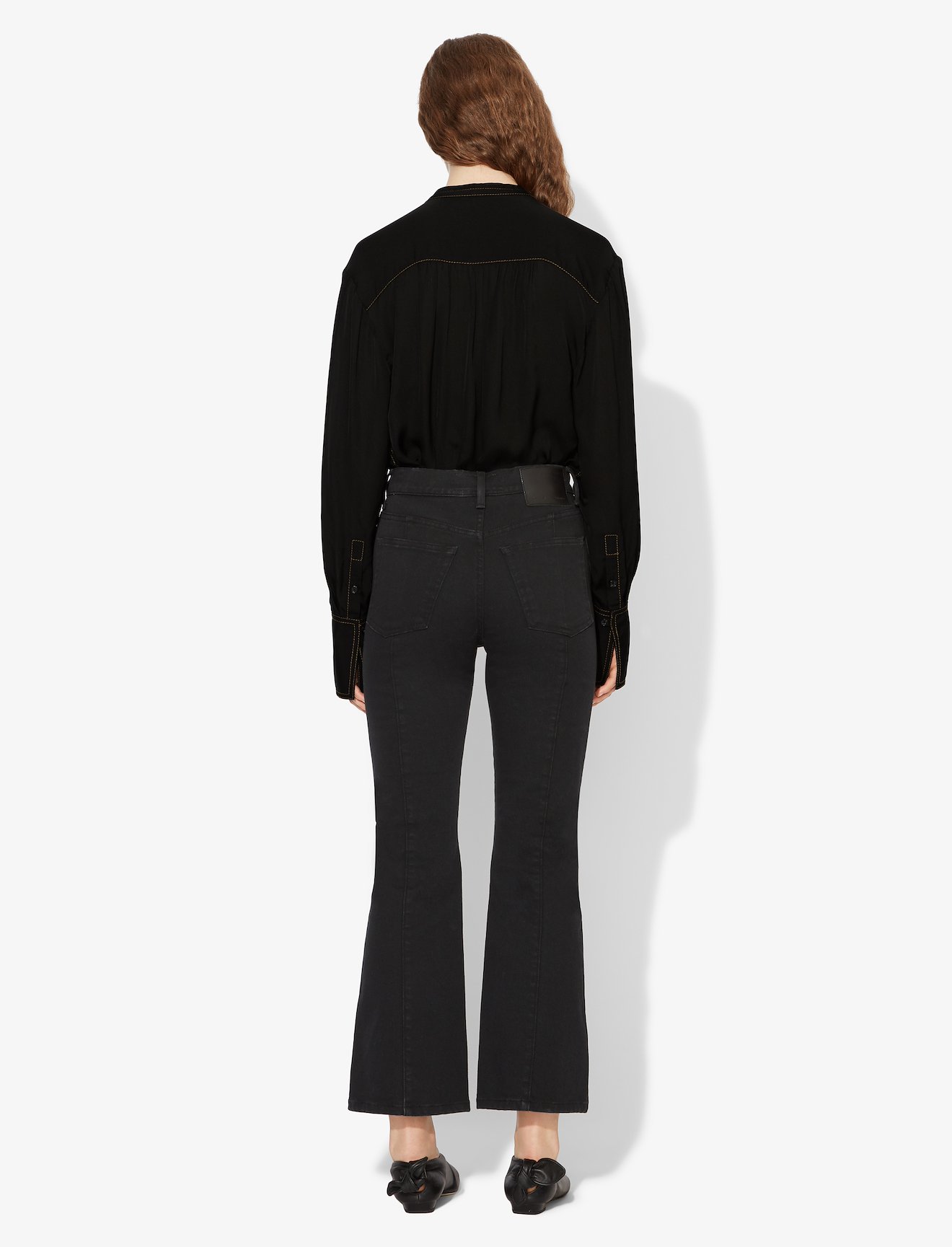 Contrast Stitch Georgette Long Sleeve Blouse #1