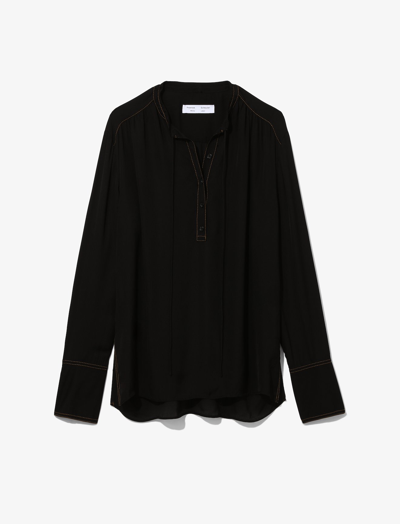 Contrast Stitch Georgette Long Sleeve Blouse #3