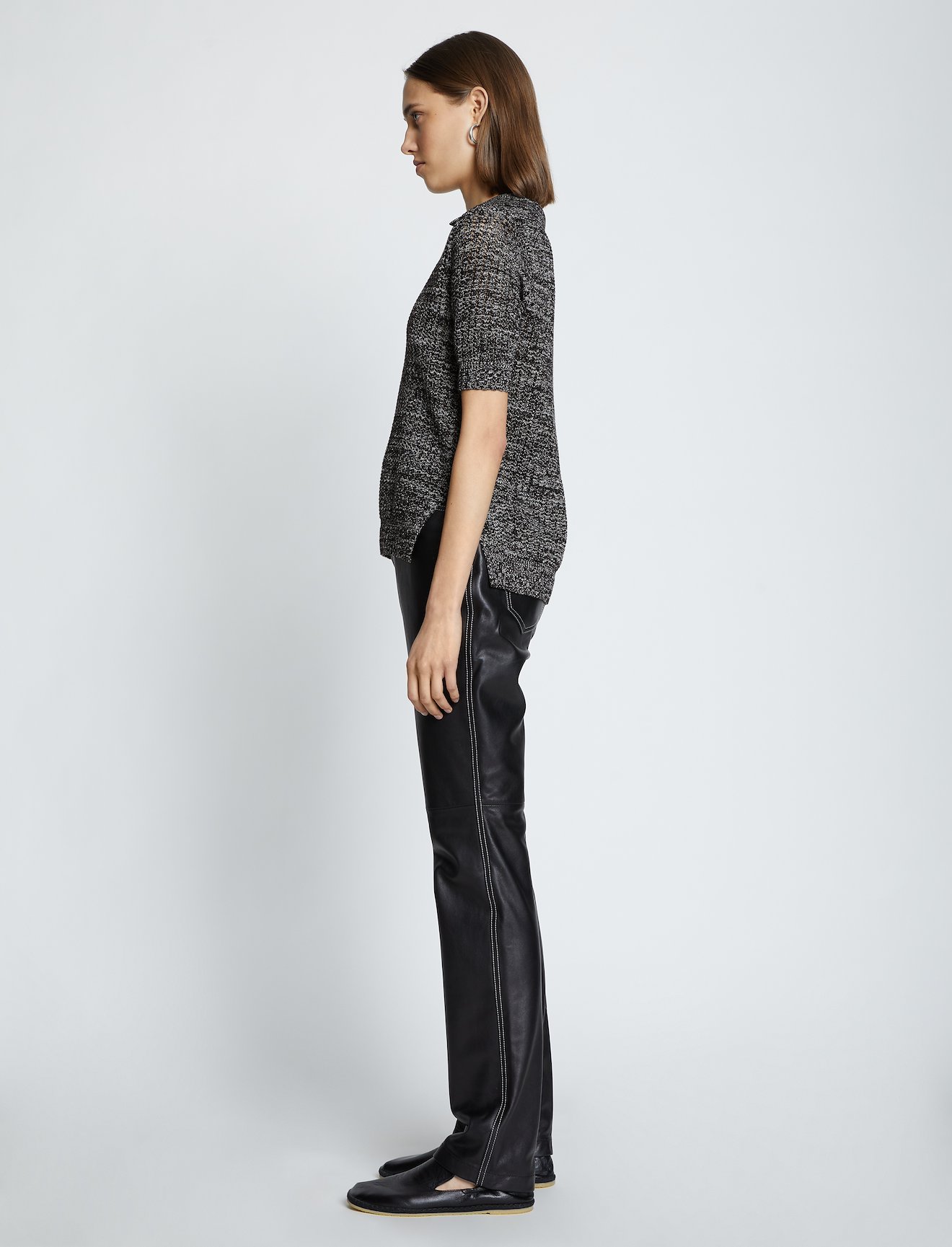 Cotton Silk Pique Knit Polo Top #2