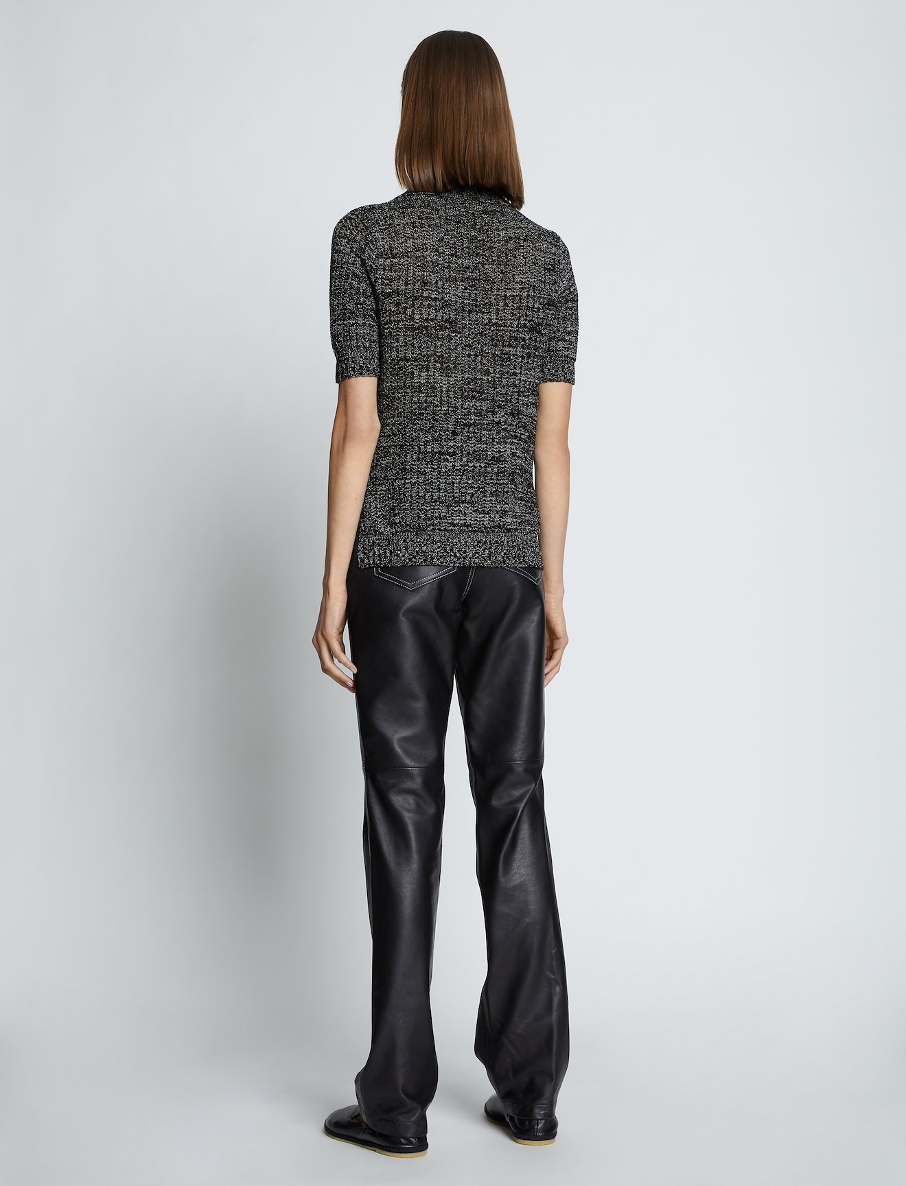 Cotton Silk Pique Knit Polo Top #3