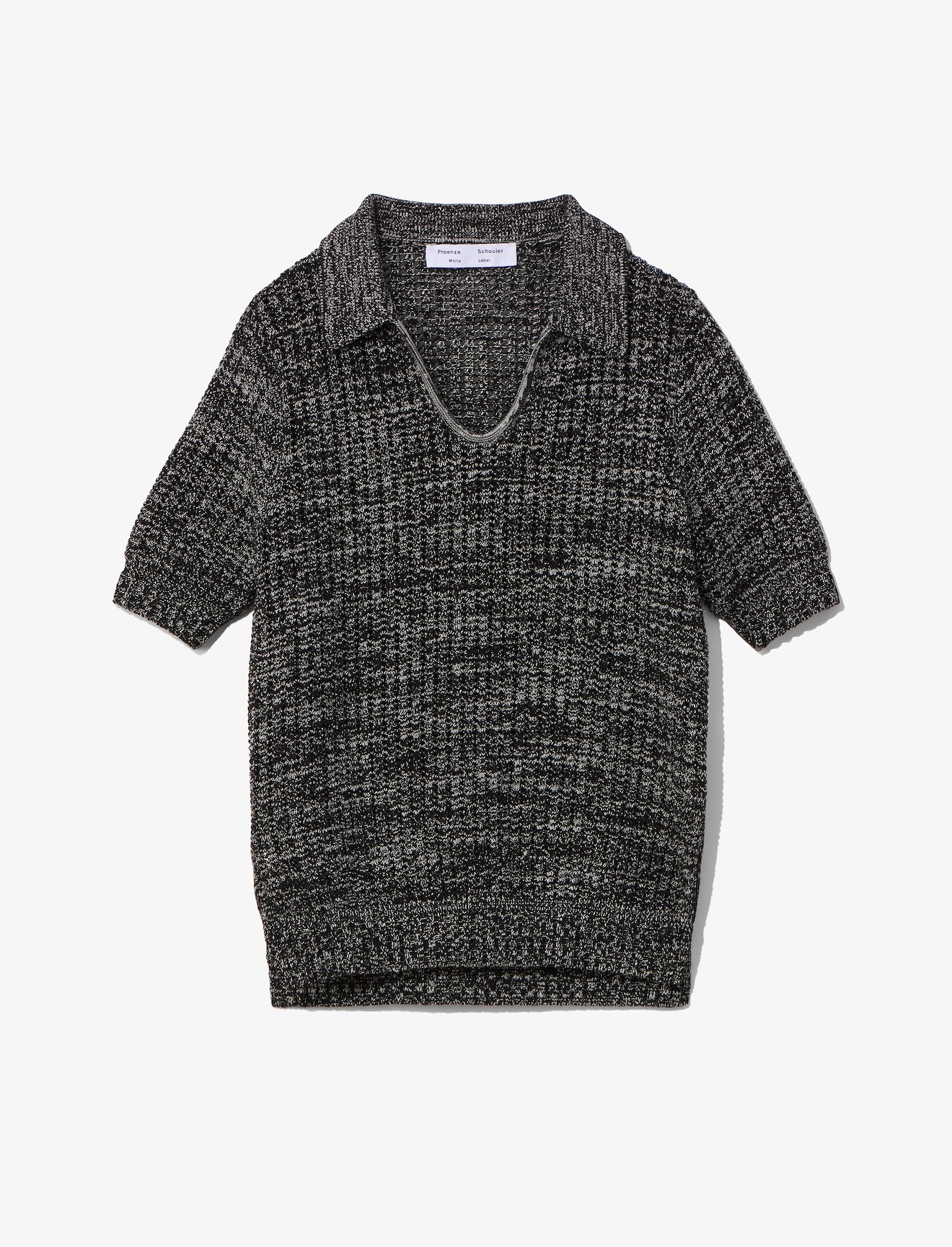Cotton Silk Pique Knit Polo Top #5