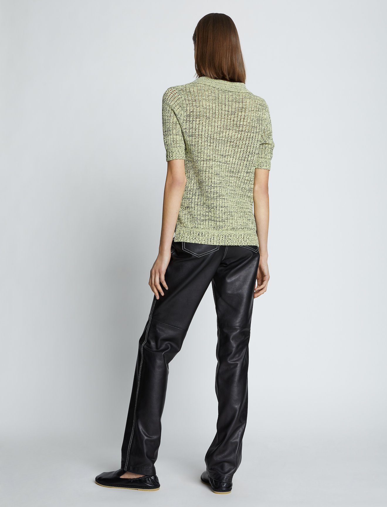 Cotton Silk Pique Knit Polo Top #3
