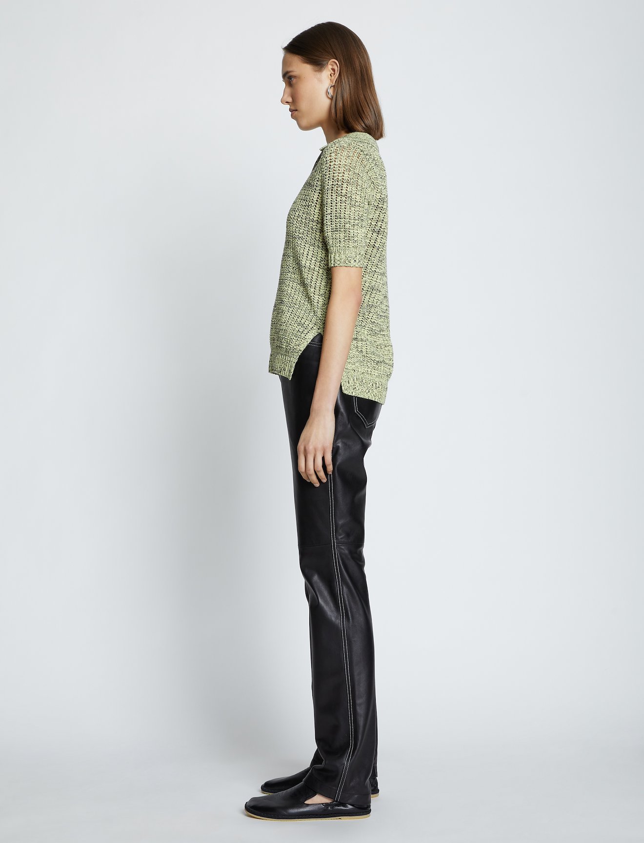 Cotton Silk Pique Knit Polo Top #2