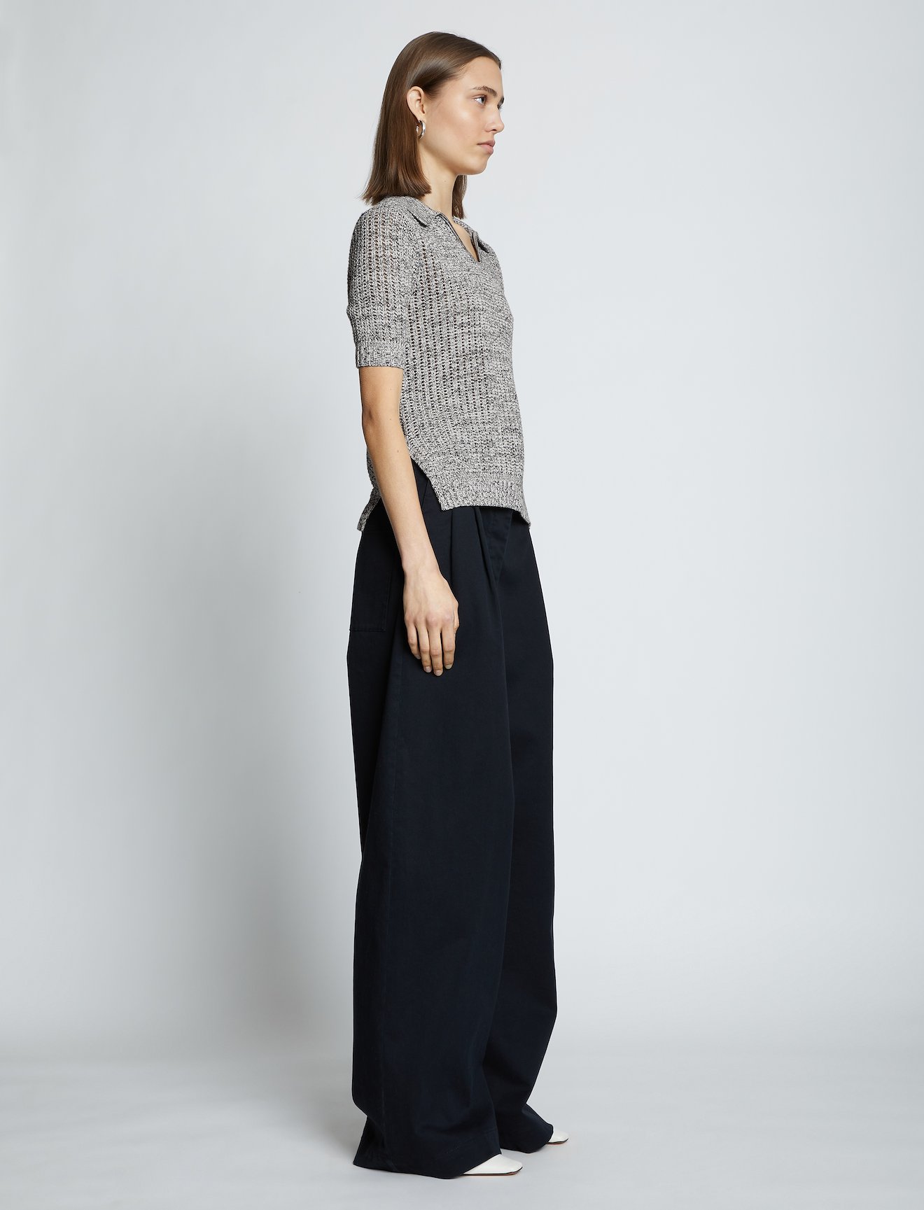 Cotton Silk Pique Knit Polo Top #3