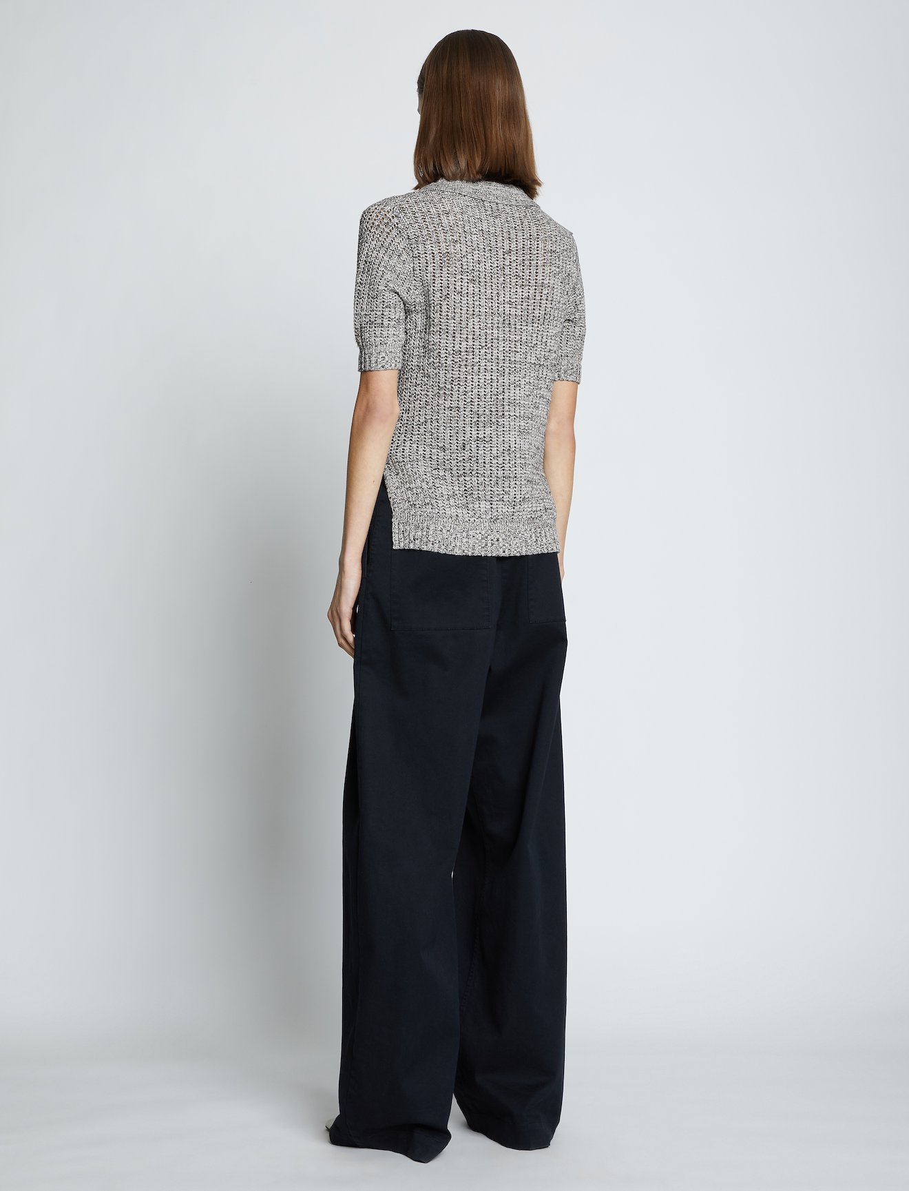 Cotton Silk Pique Knit Polo Top #2