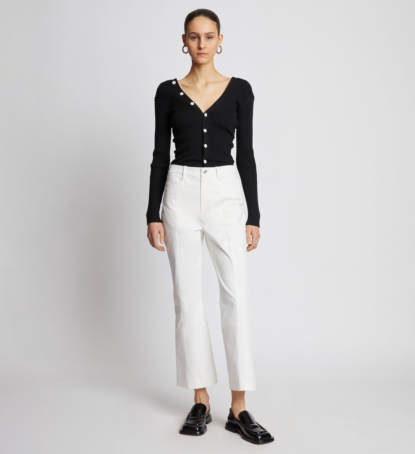 Cotton Twill Cropped Pants
