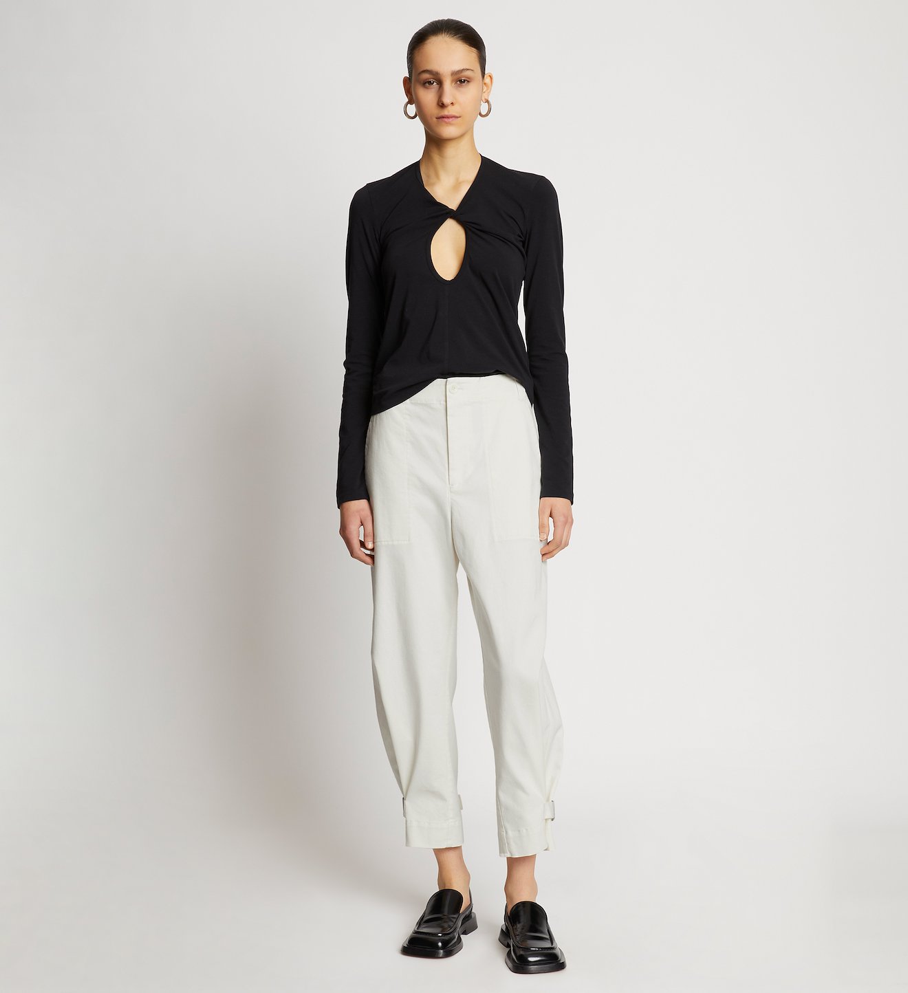 Cotton Twill Tapered Pants