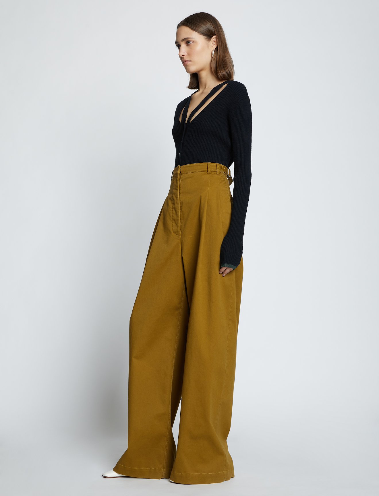 Cotton Twill Wide Leg Pants #1