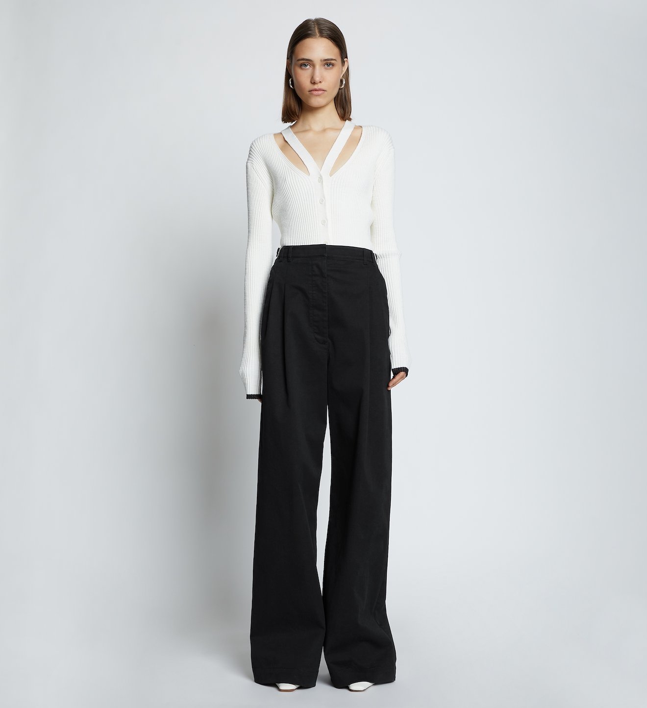 Cotton Twill Wide Leg Pants
