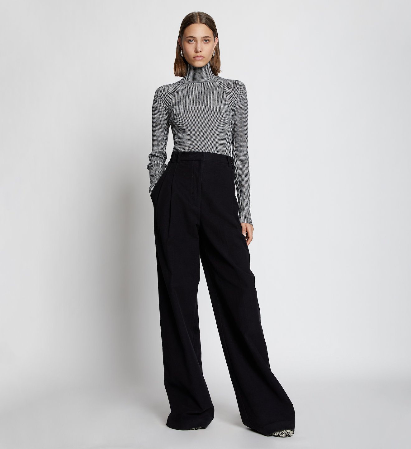 Cotton Twill Wide Leg Pants