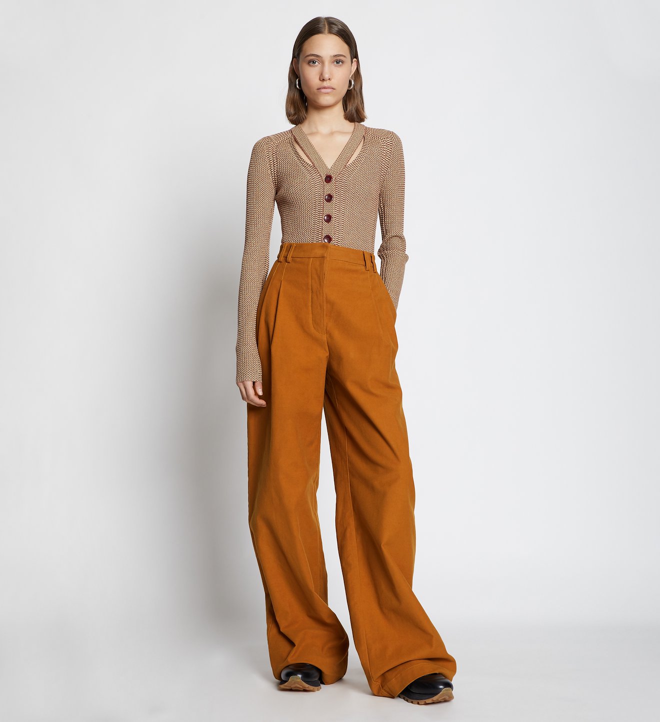 Cotton Twill Wide Leg Pants