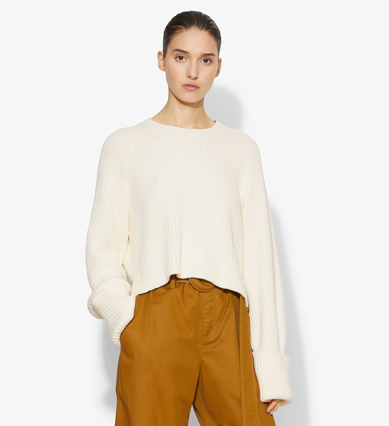 Cotton Wool Cropped Knit Pullover