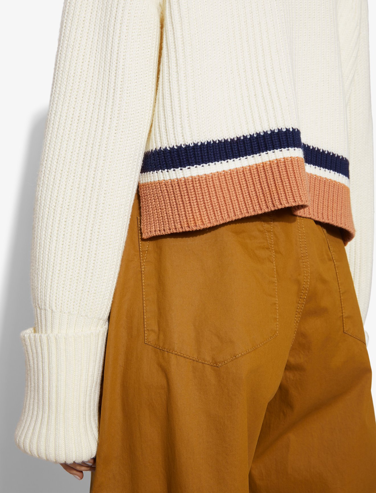 Cotton Wool Cropped Knit Pullover #3