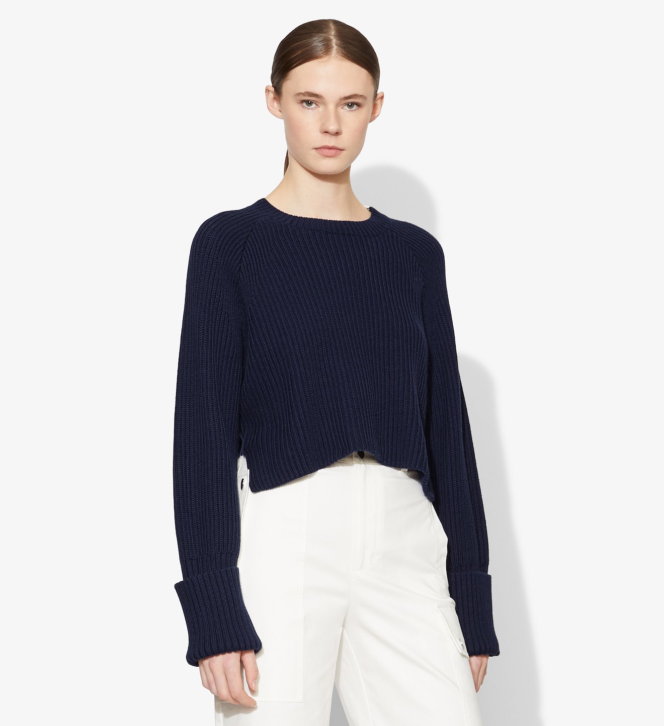 Cotton Wool Cropped Knit Pullover