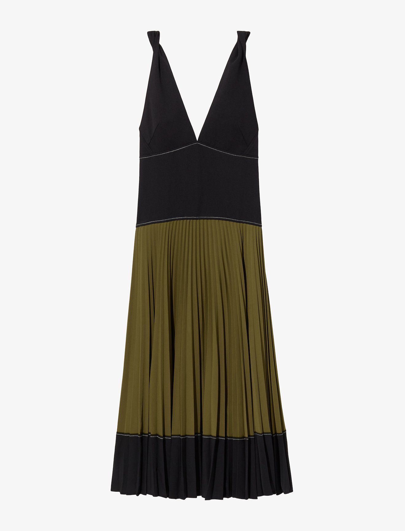 Crepe Colorblock Pleated Dress #4