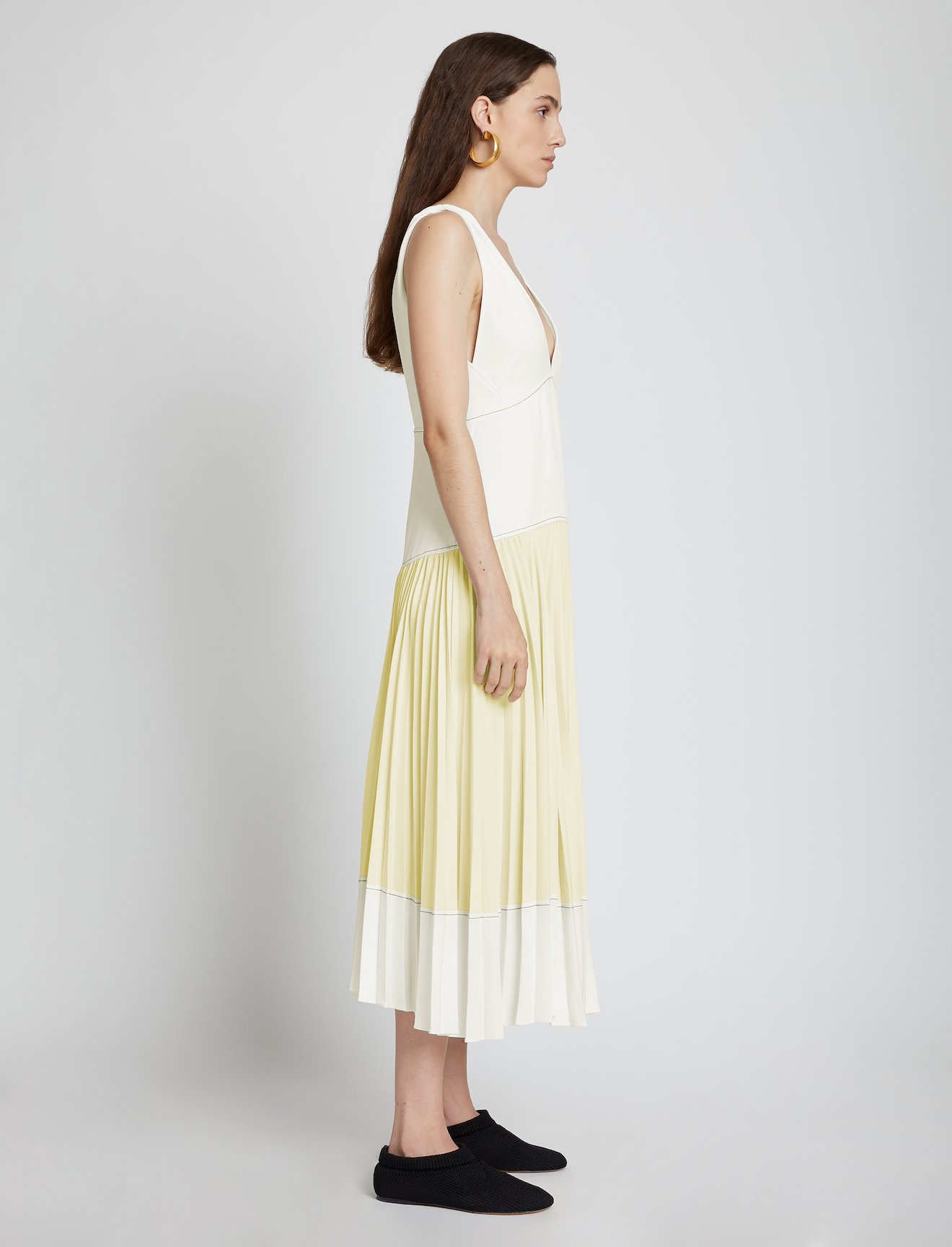 Crepe Colorblock Pleated Dress #1