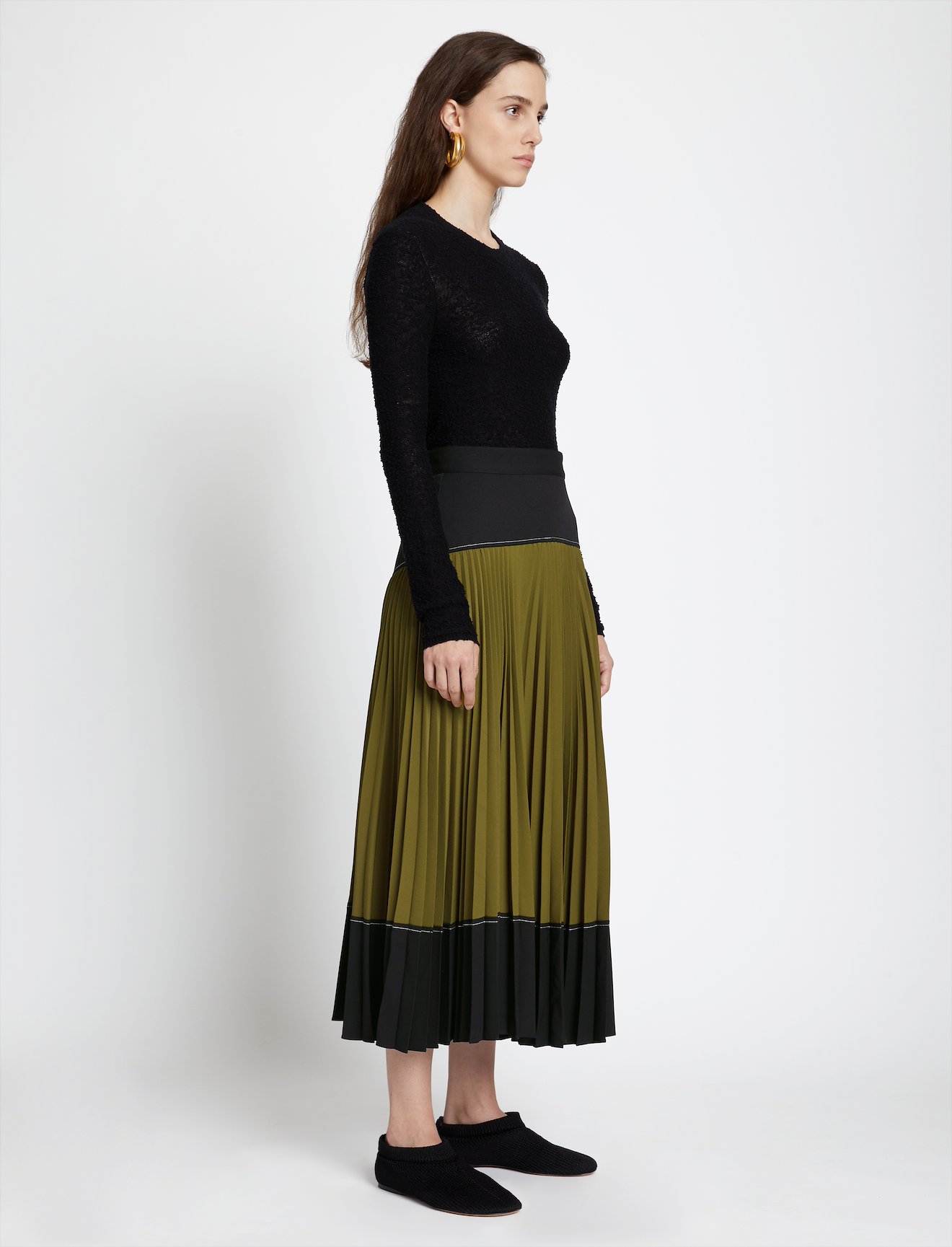 Crepe Colorblock Pleated Skirt #1
