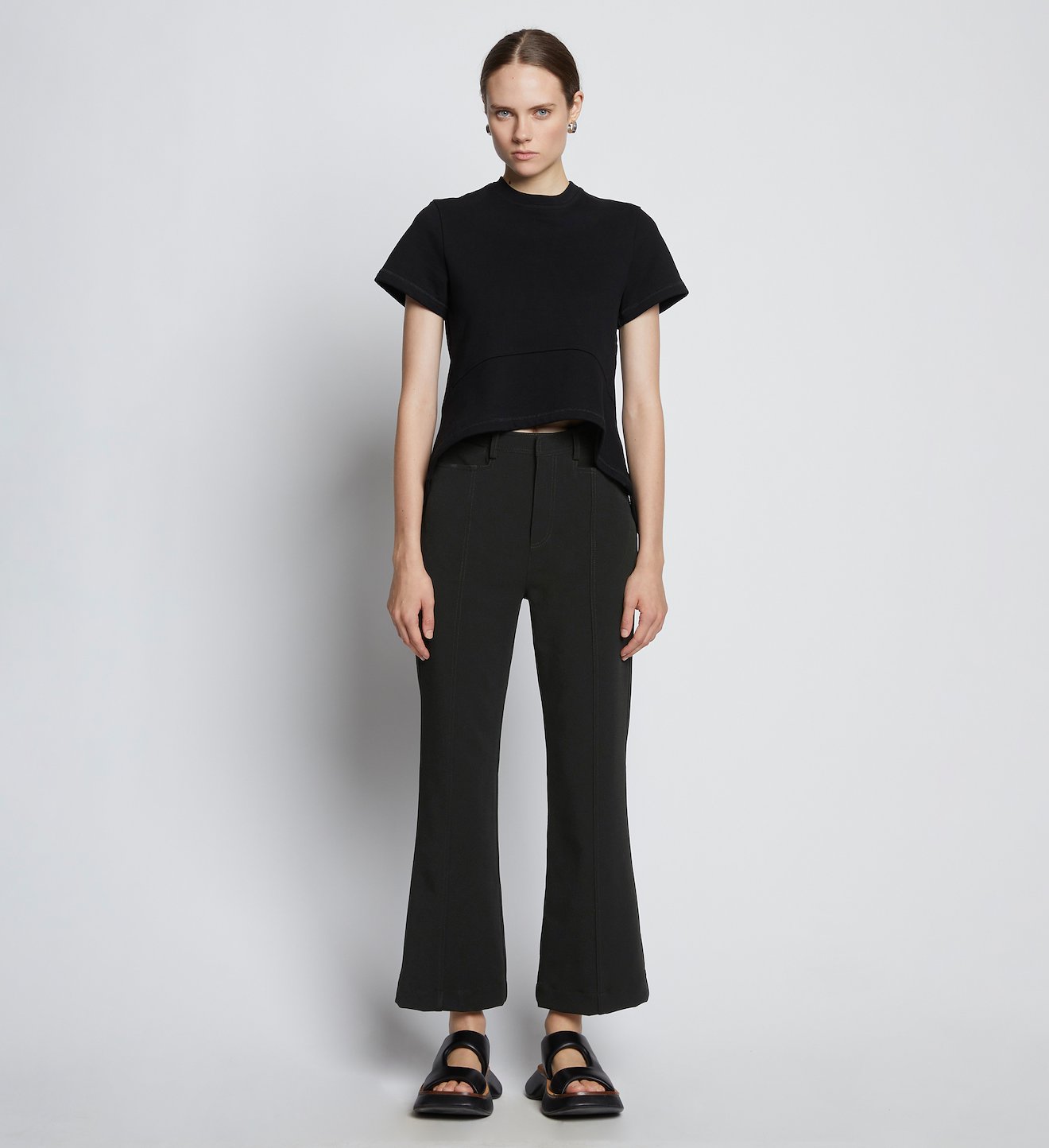 Crepe Crop Flare Pants