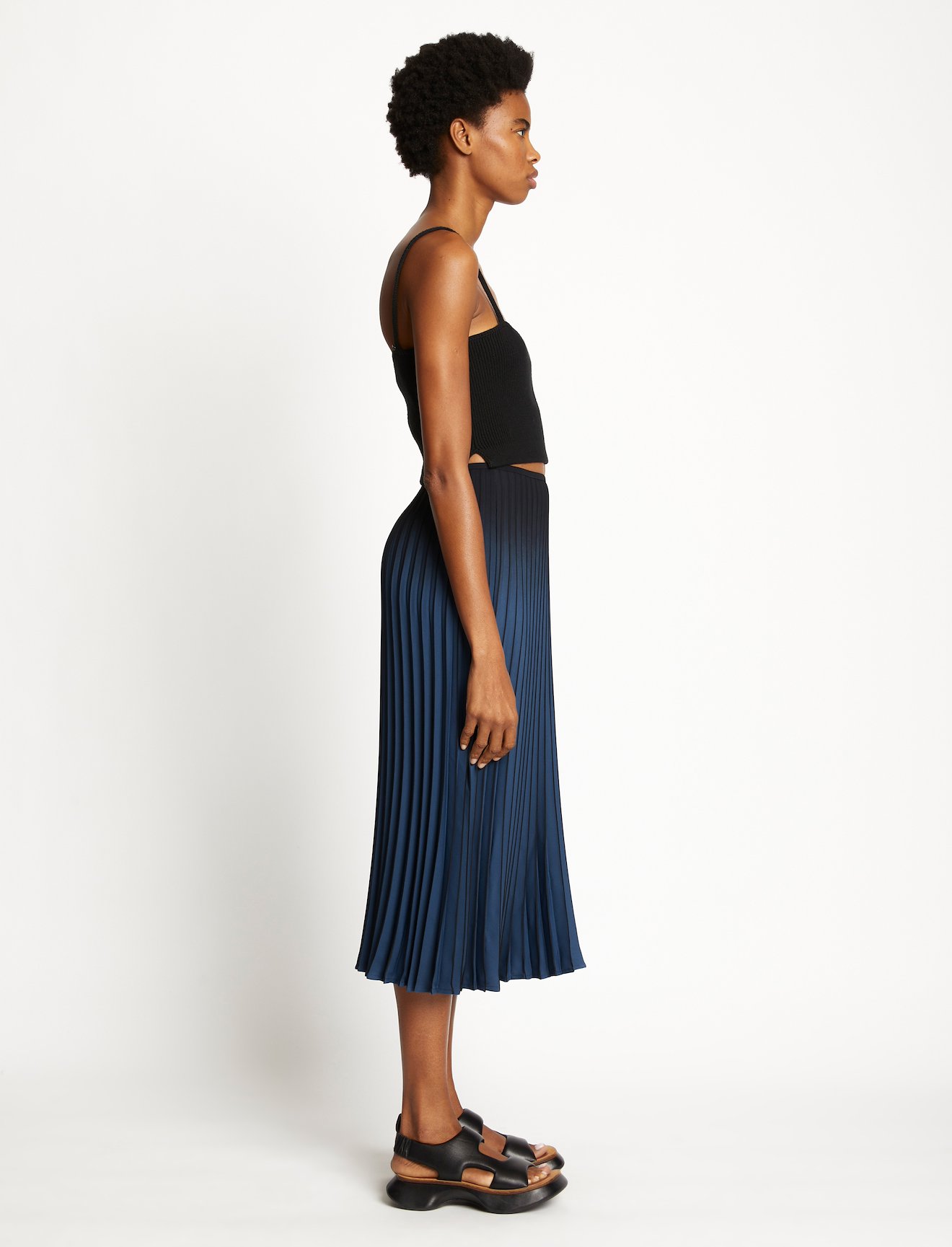 Crepe Pleated Midi Skirt #1