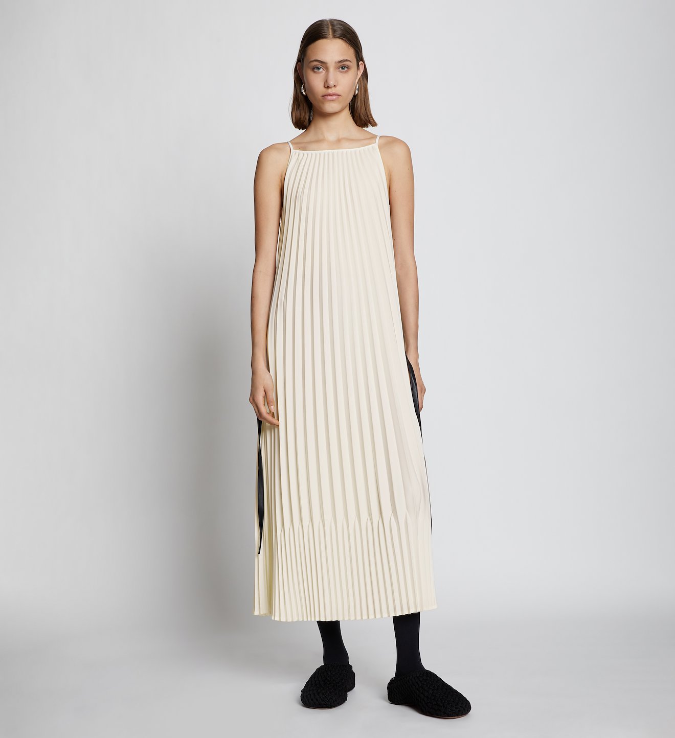 Crepe Pleated Slip Dress