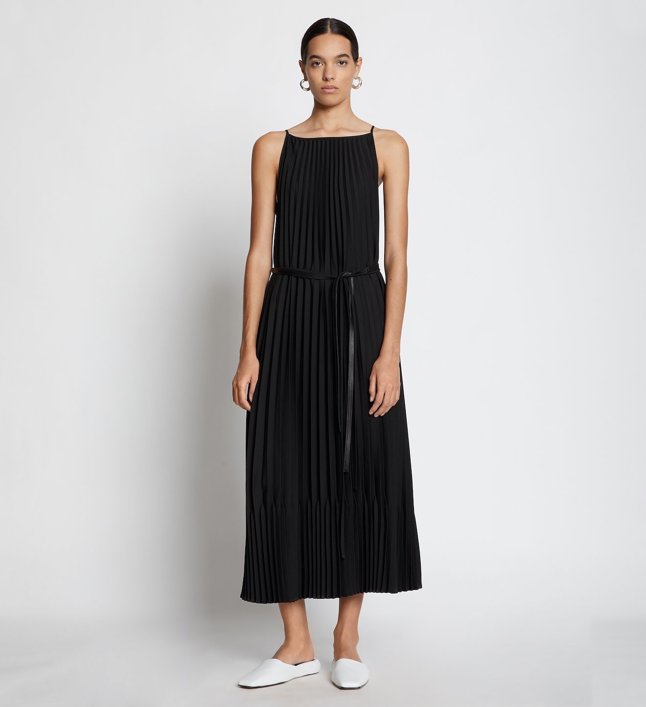 Crepe Pleated Slip Dress