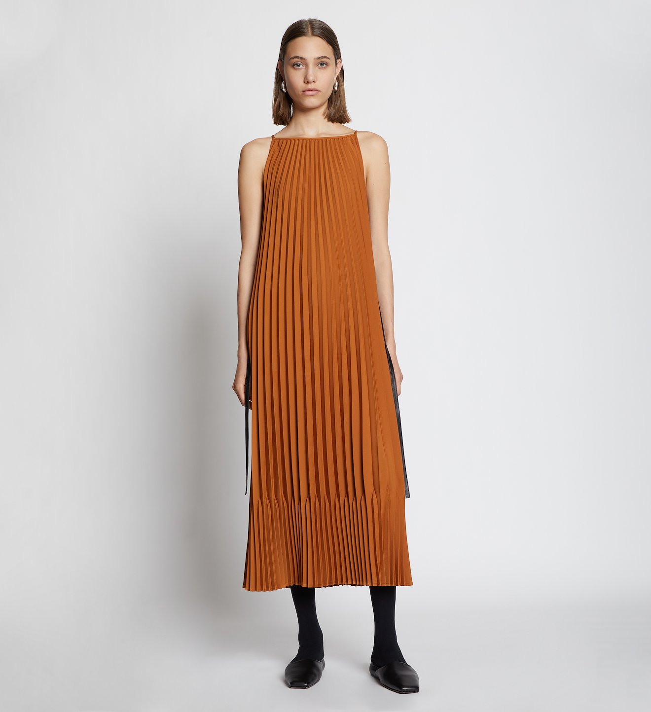 Crepe Pleated Slip Dress