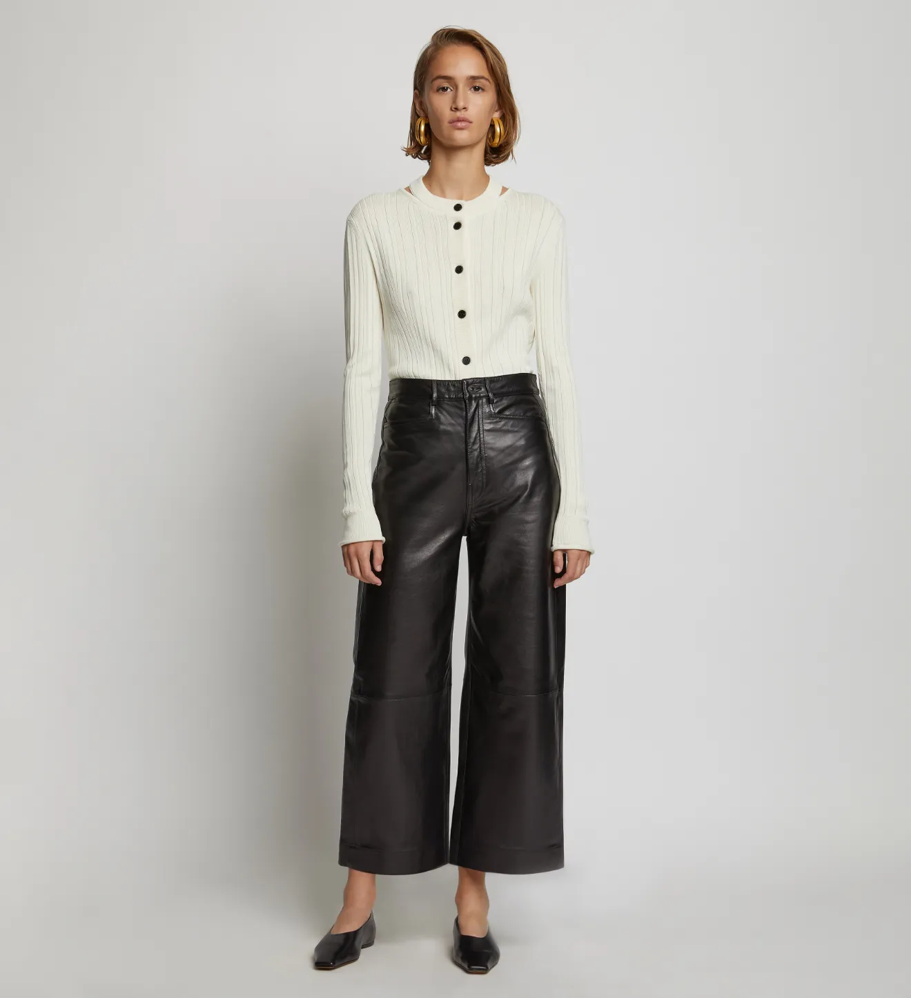 cropped leather pants