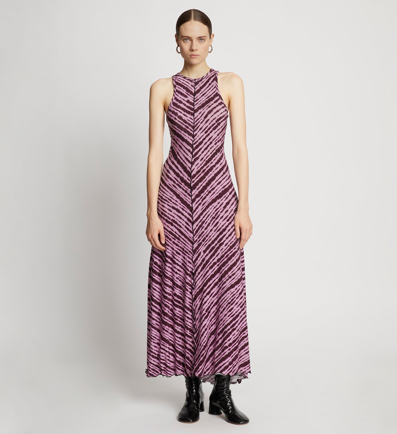 Diagonal Stripe Sleeveless Jersey Dress