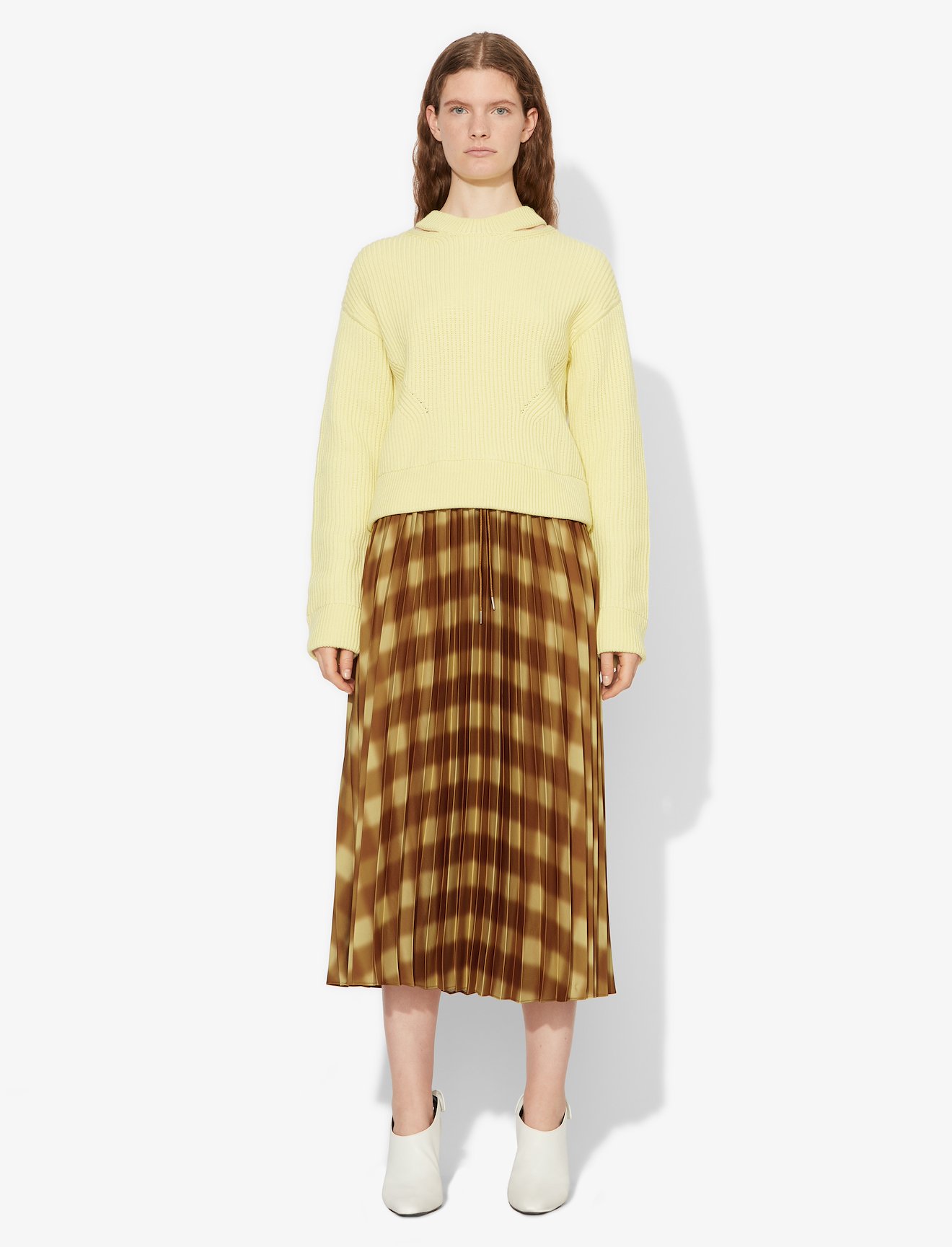Diffused Gingham Georgette Pleated Skirt #1