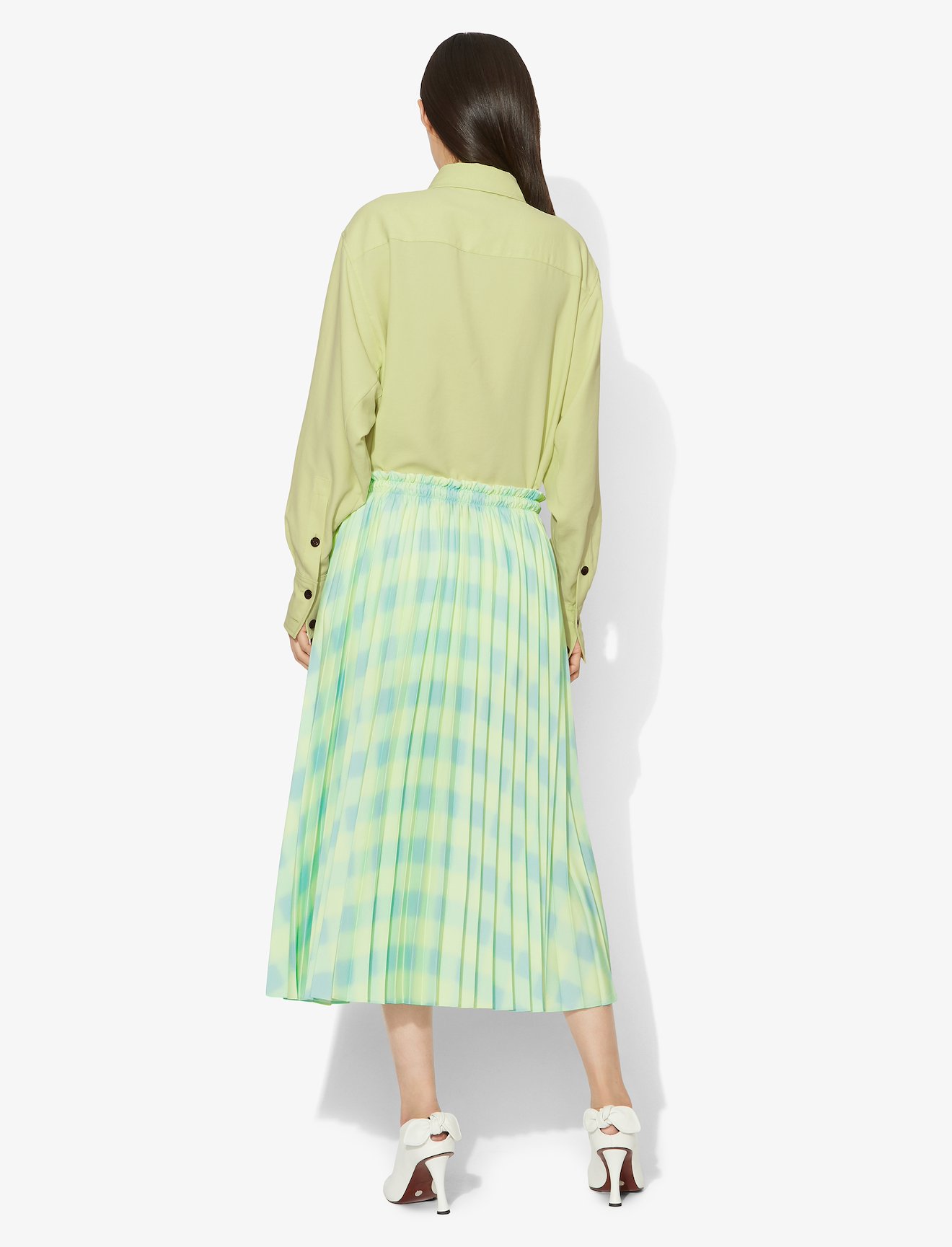 Diffused Gingham Georgette Pleated Skirt #2