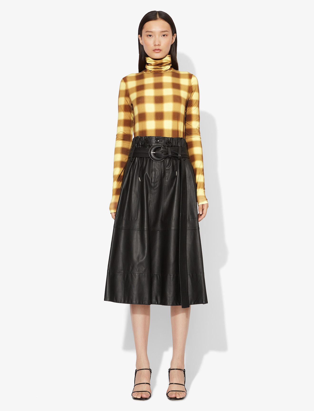 Diffused Gingham Jersey Long Sleeve Turtleneck #1