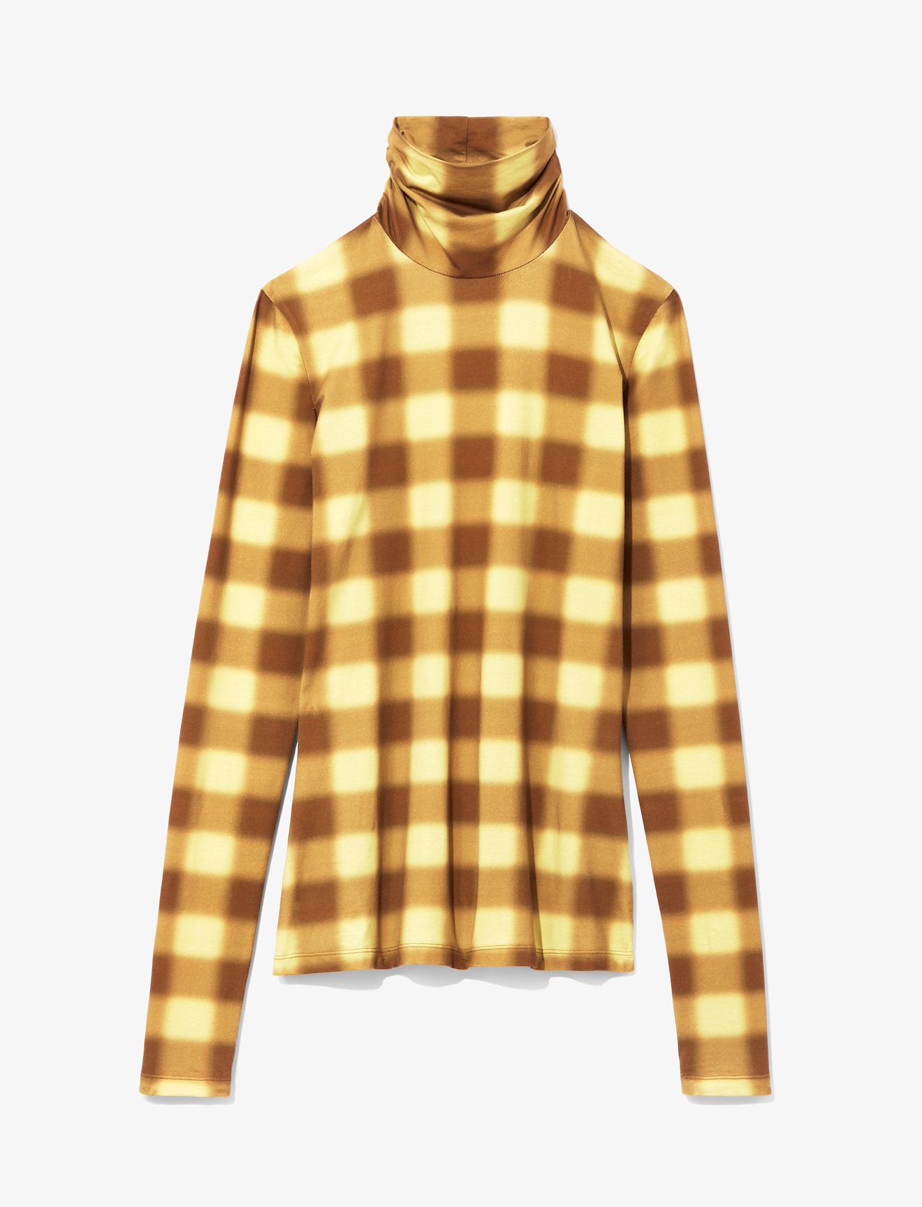 Diffused Gingham Jersey Long Sleeve Turtleneck #4