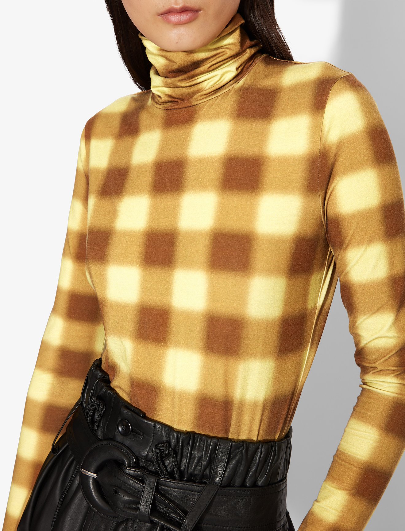 Diffused Gingham Jersey Long Sleeve Turtleneck #3