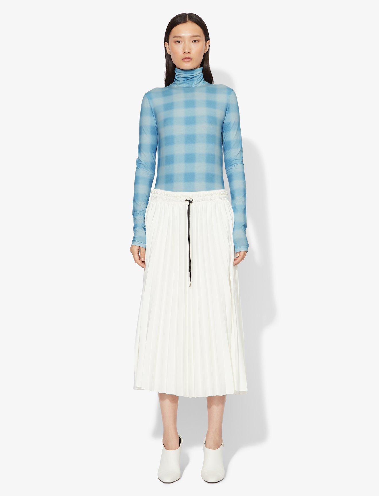 Diffused Gingham Jersey Long Sleeve Turtleneck #1