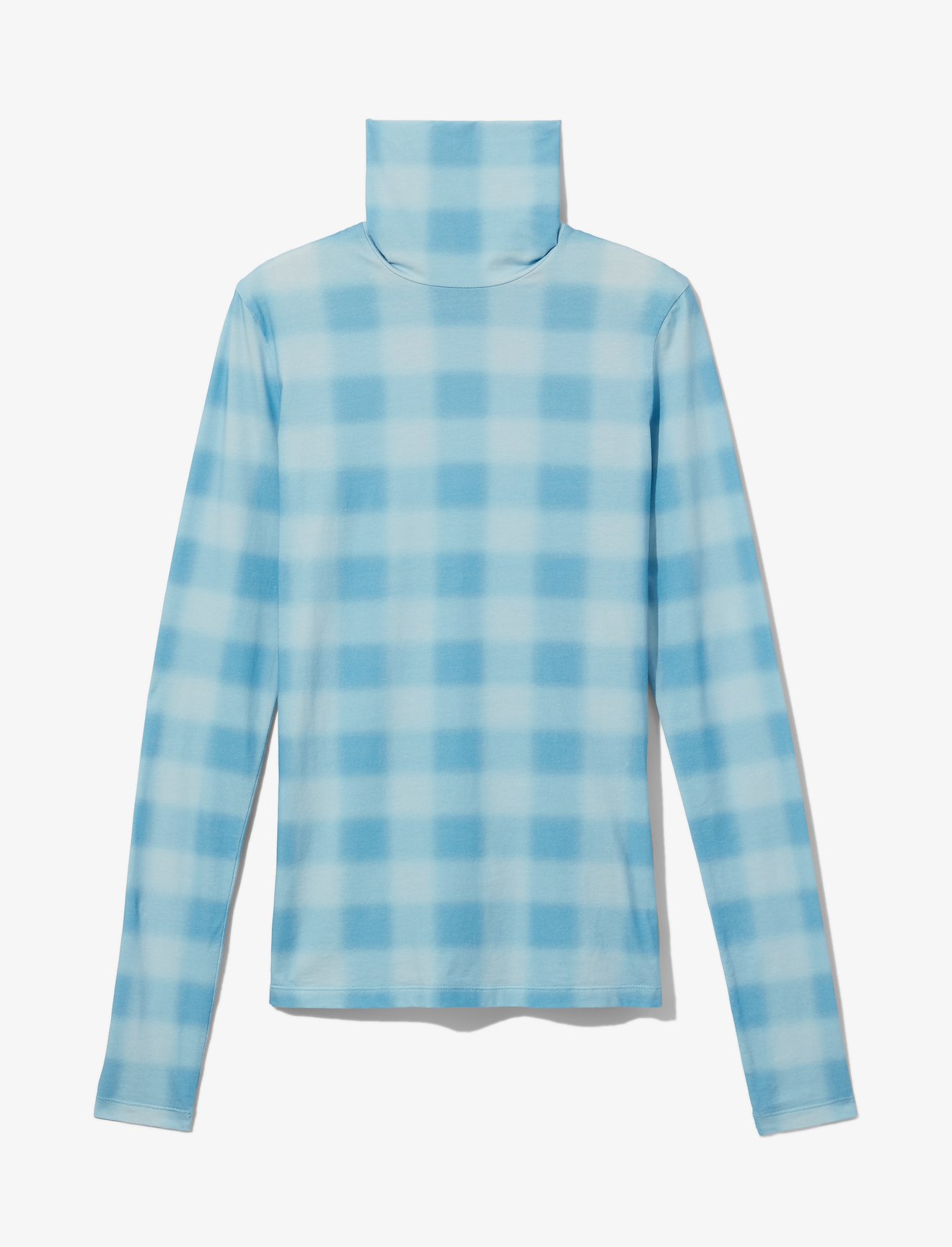 Diffused Gingham Jersey Long Sleeve Turtleneck #4