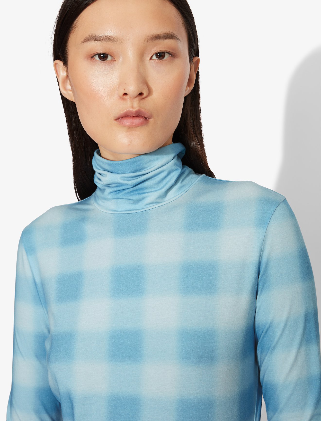 Diffused Gingham Jersey Long Sleeve Turtleneck #3