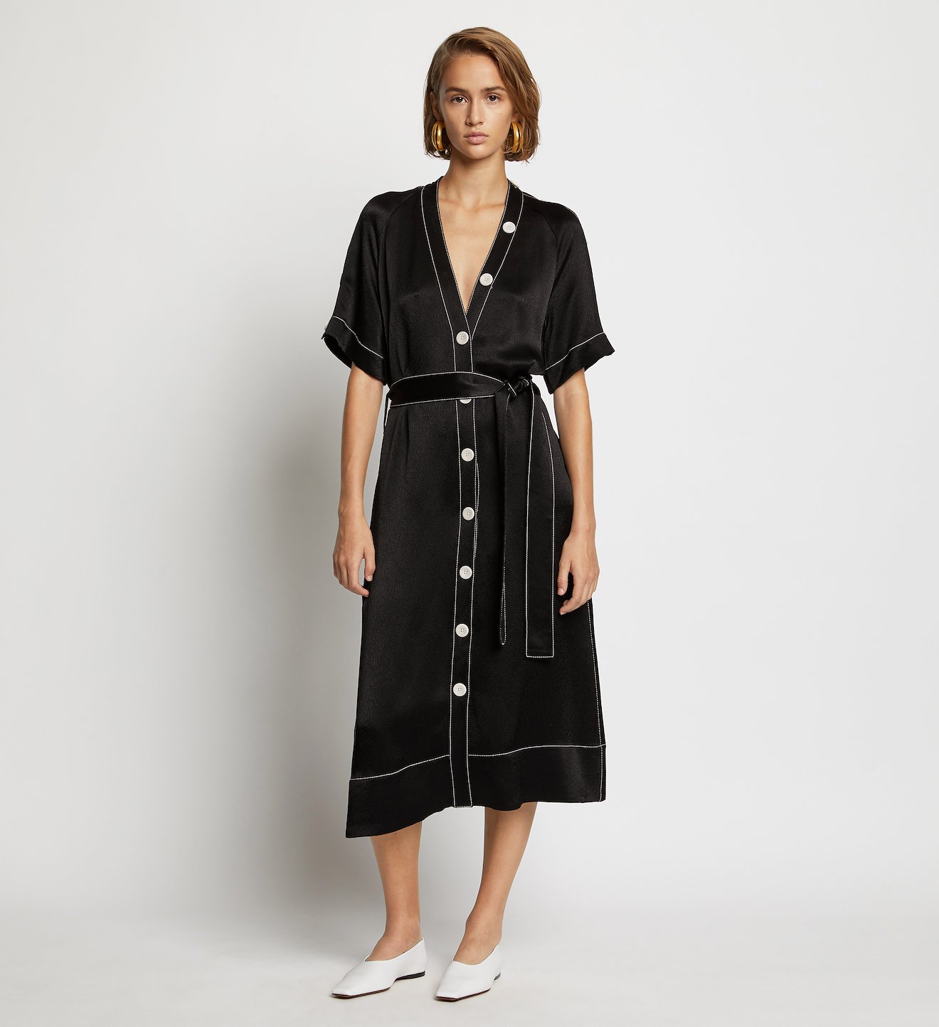 Dobby Crepe Convertible Shirt Dress