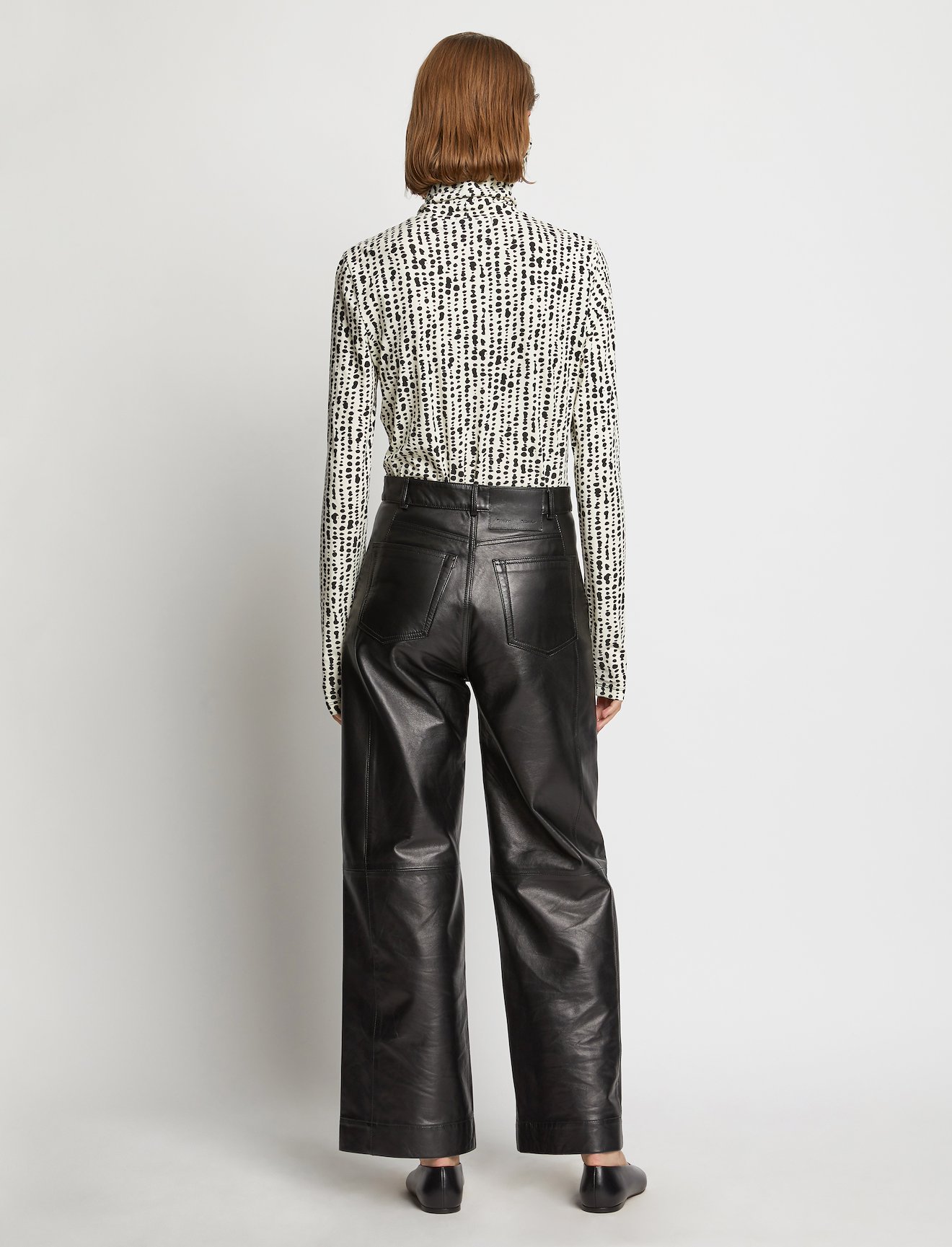 Dot Print Masked Turtleneck Jersey Top #3