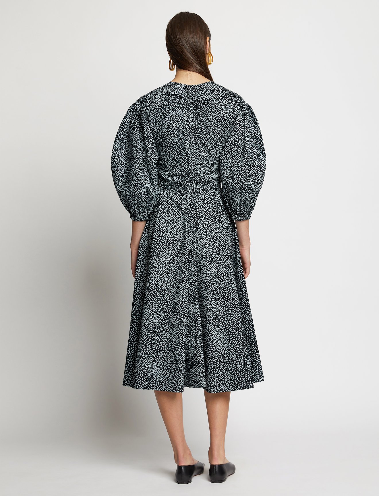 Dot Print Puff Sleeve Poplin Dress #2