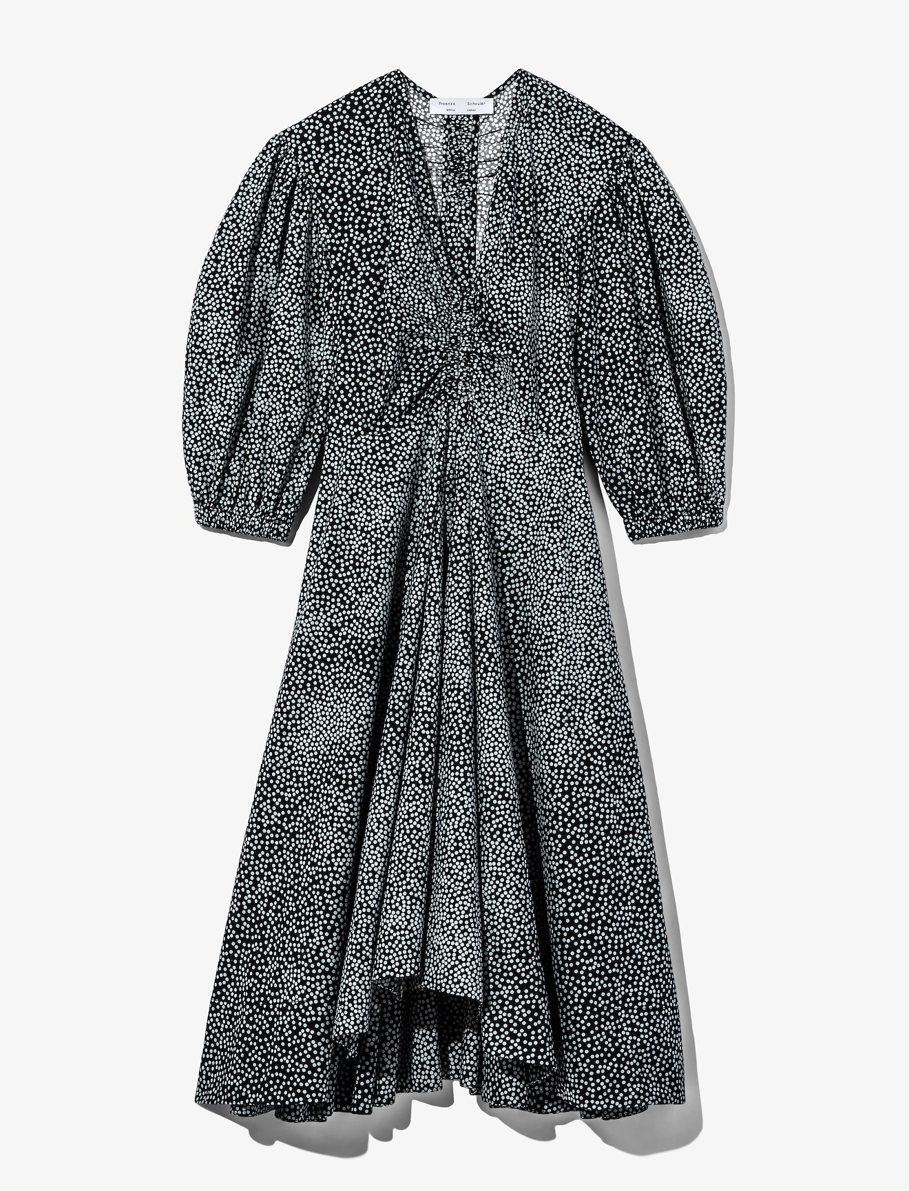 Dot Print Puff Sleeve Poplin Dress #4