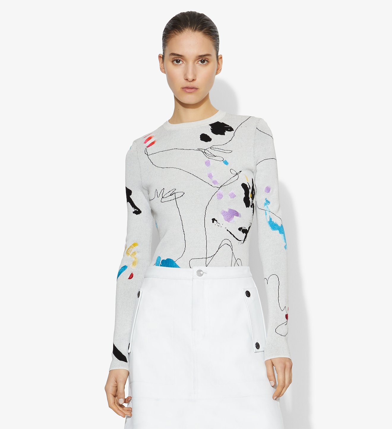 Embroidered Jacquard Knit Pullover