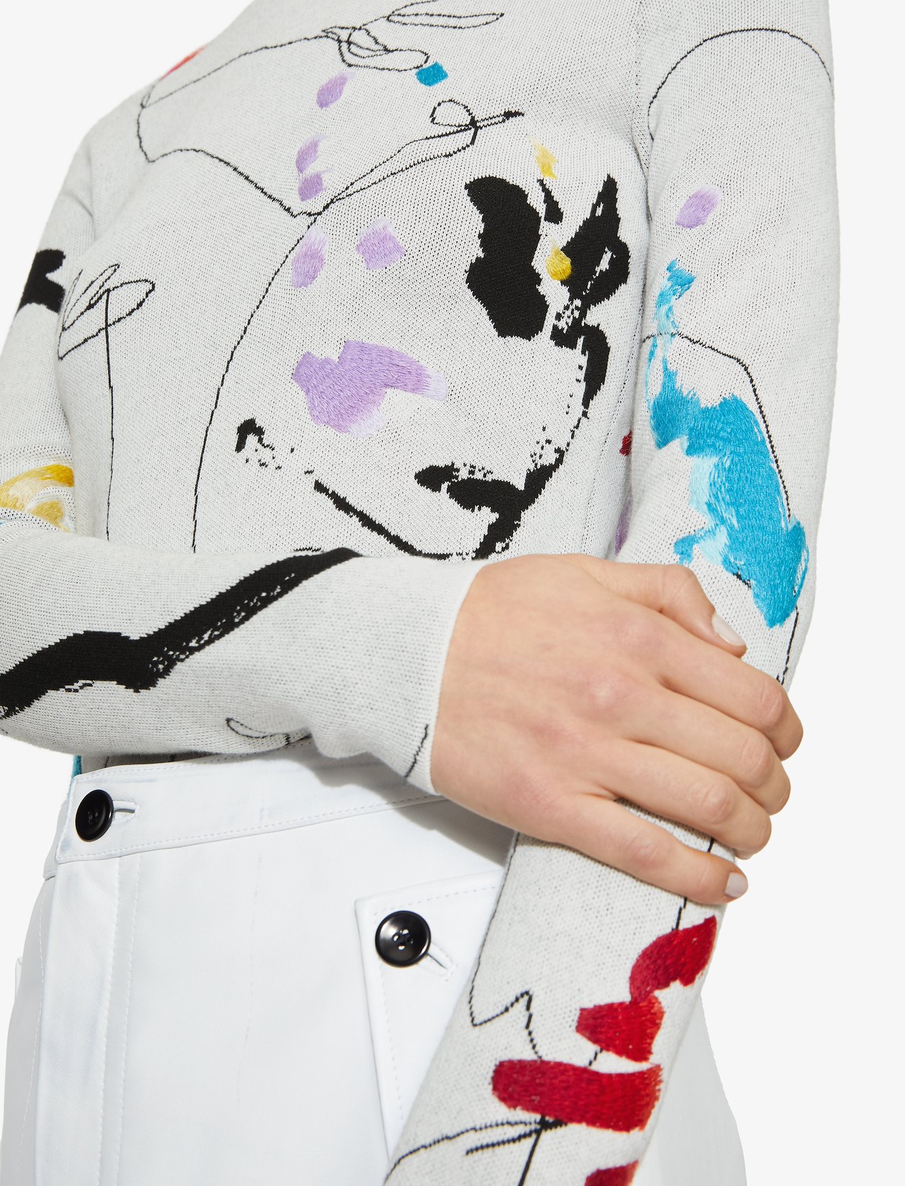 Embroidered Jacquard Knit Pullover #3