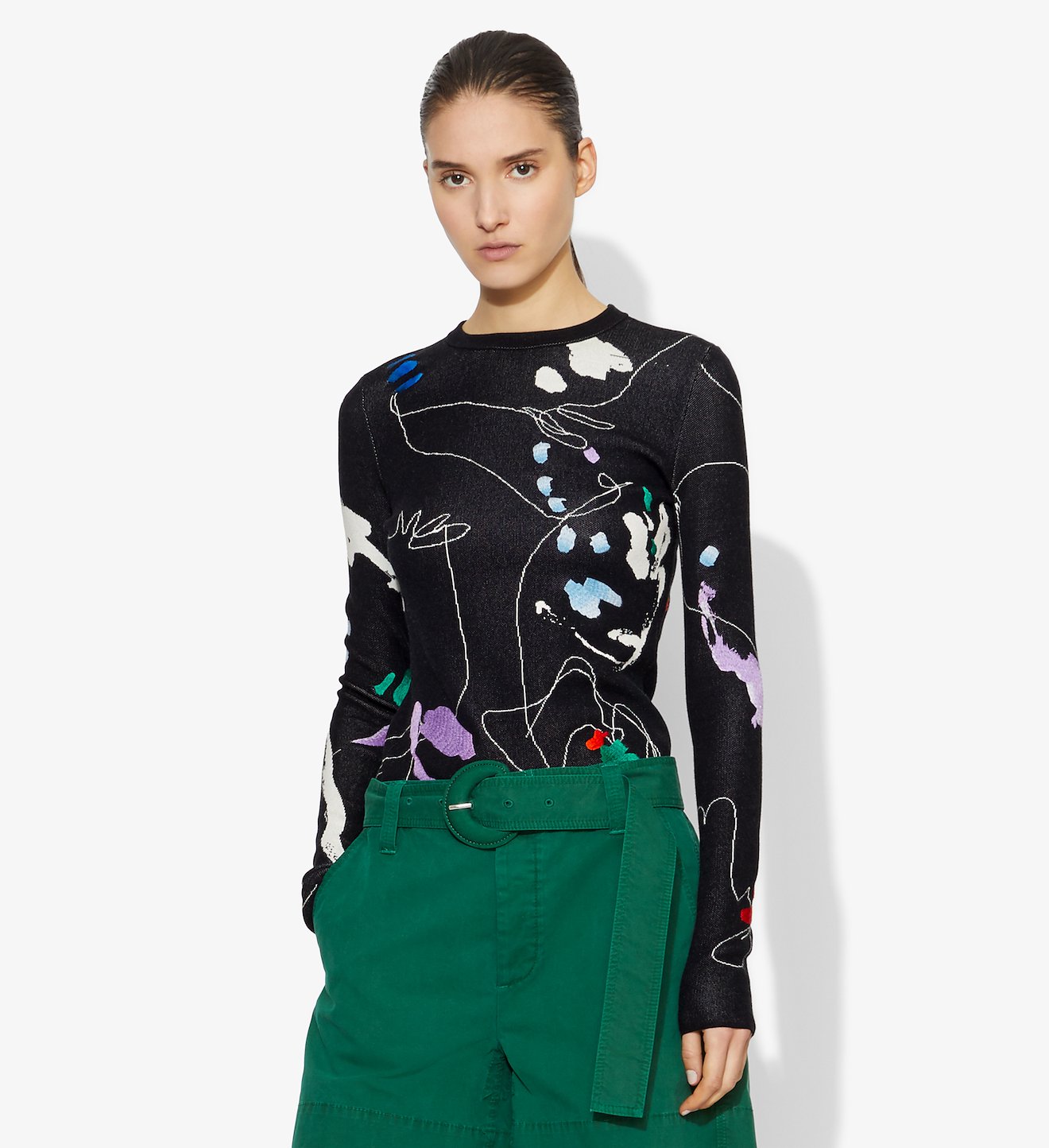 Embroidered Jacquard Knit Pullover