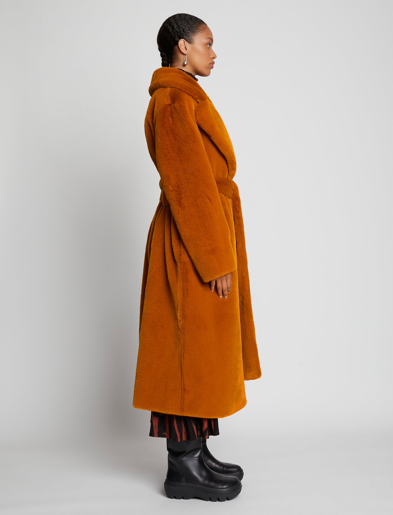 Faux Fur Belted Coat #1