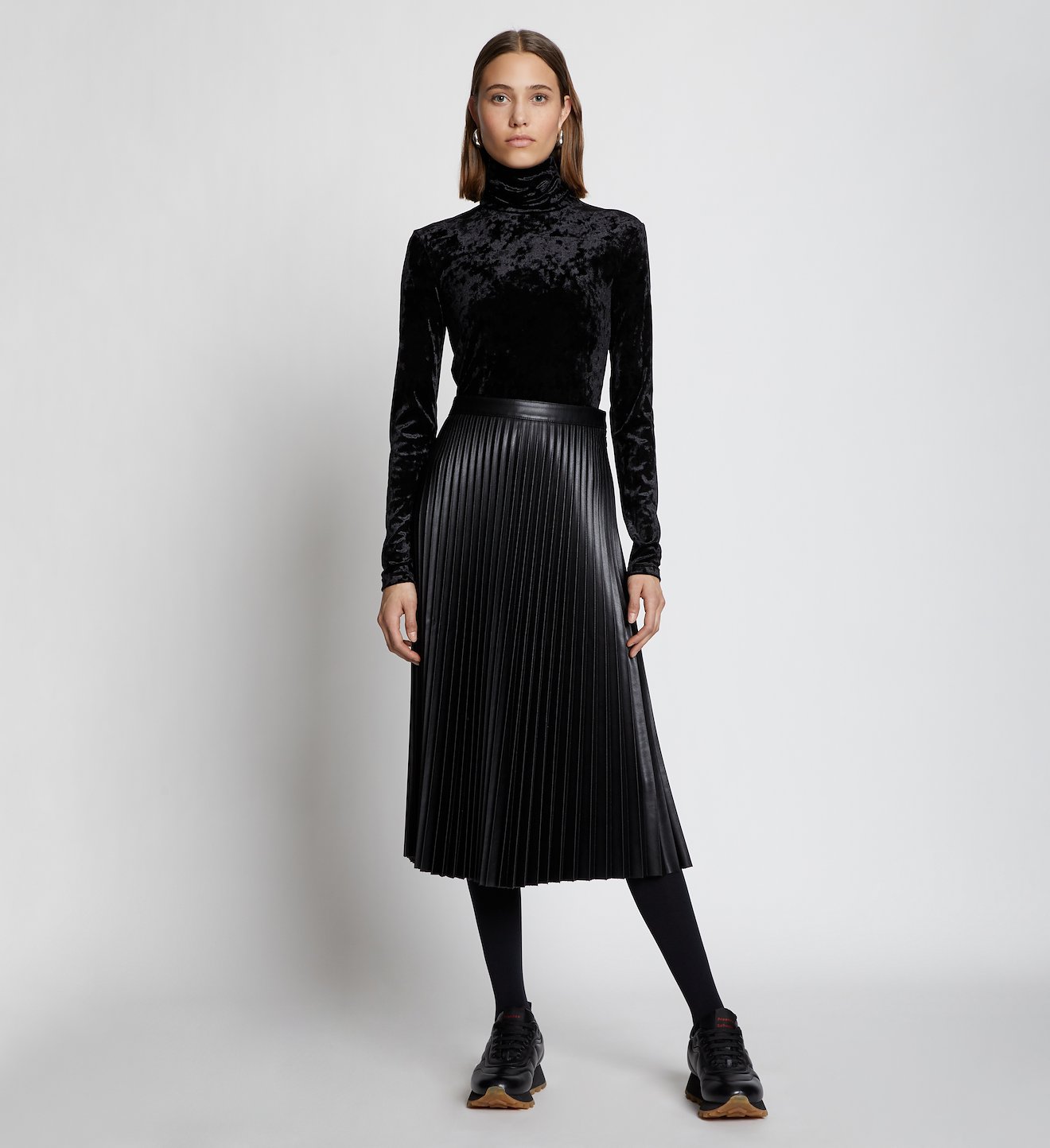 Faux Leather Pleated Skirt