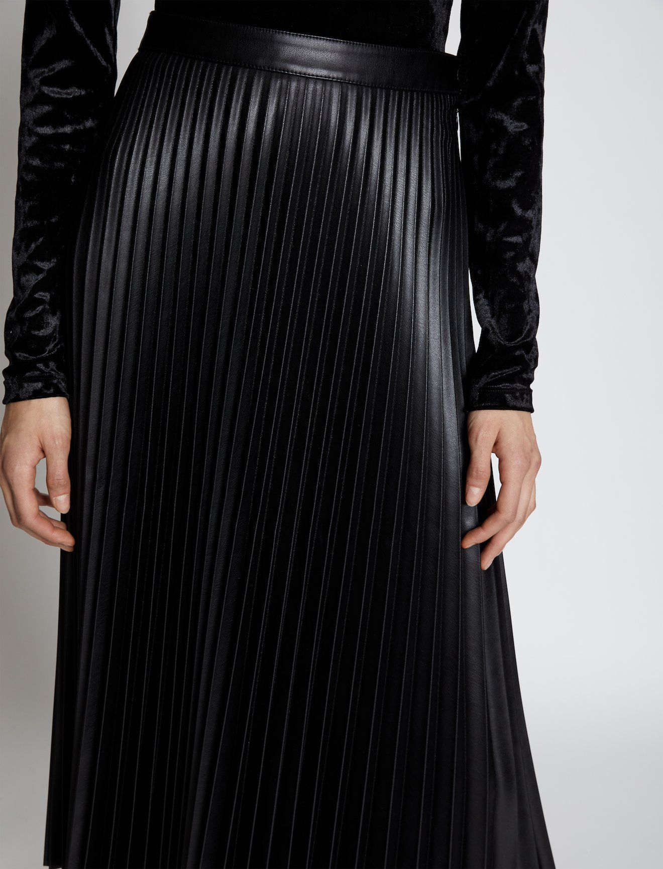 Faux Leather Pleated Skirt #4